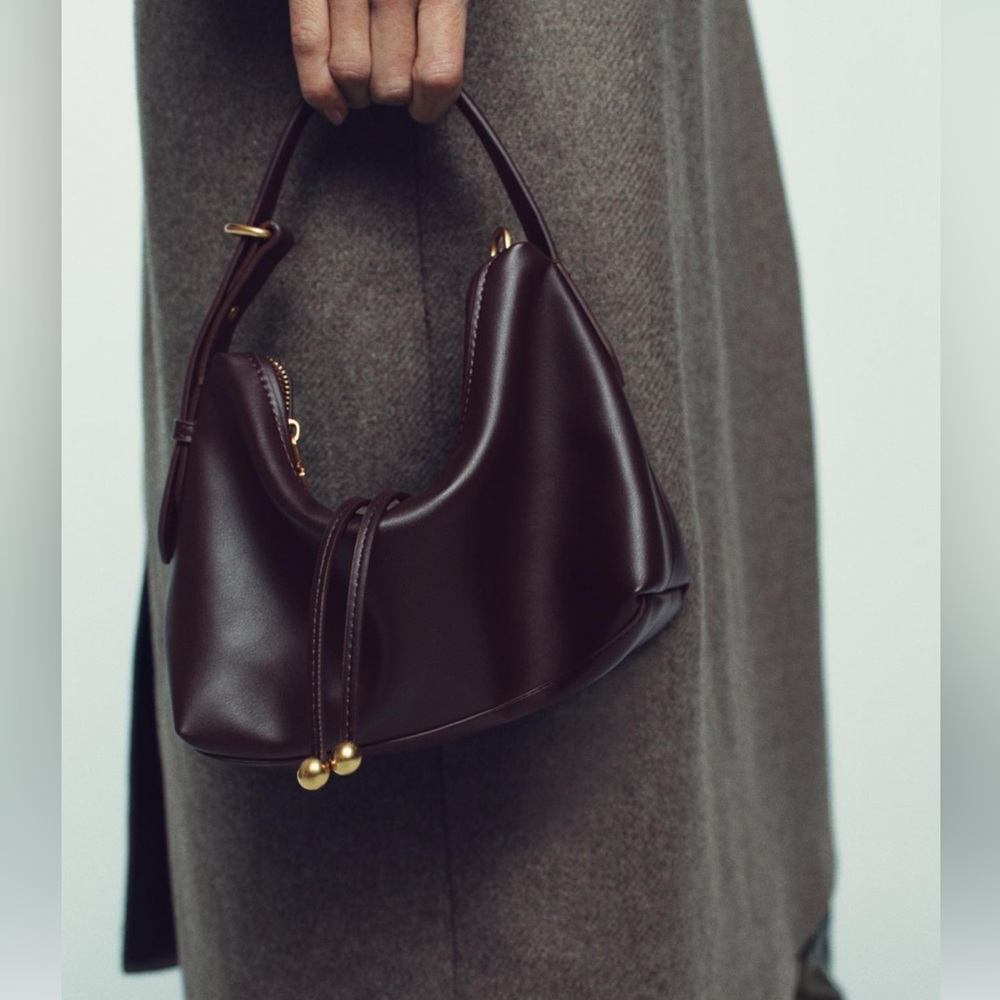 Zara NWT dark burgundy faux leather bag - Picture 4 of 9